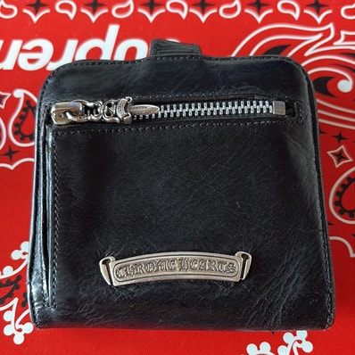Chrome Hearts Square Button Bill Dagger Zip Wallet "Black"