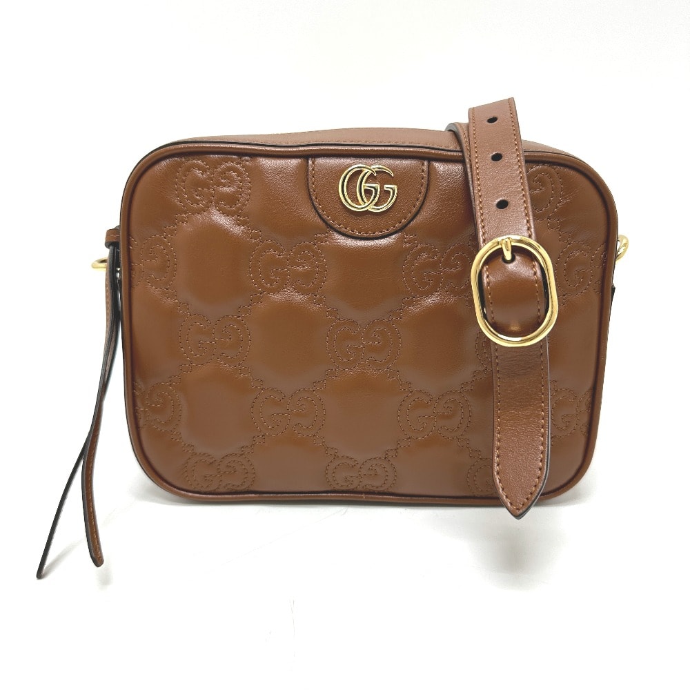 グッチ GUCCI スモール 702234 GGマトラッセ ダブルG 斜め掛け 肩掛け クロスボディ ショルダーバッグ レザー ブラウン 未使用