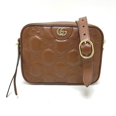 グッチ GUCCI スモール 702234 GGマトラッセ ダブルG 斜め掛け 肩掛け クロスボディ ショルダーバッグ レザー ブラウン 未使用