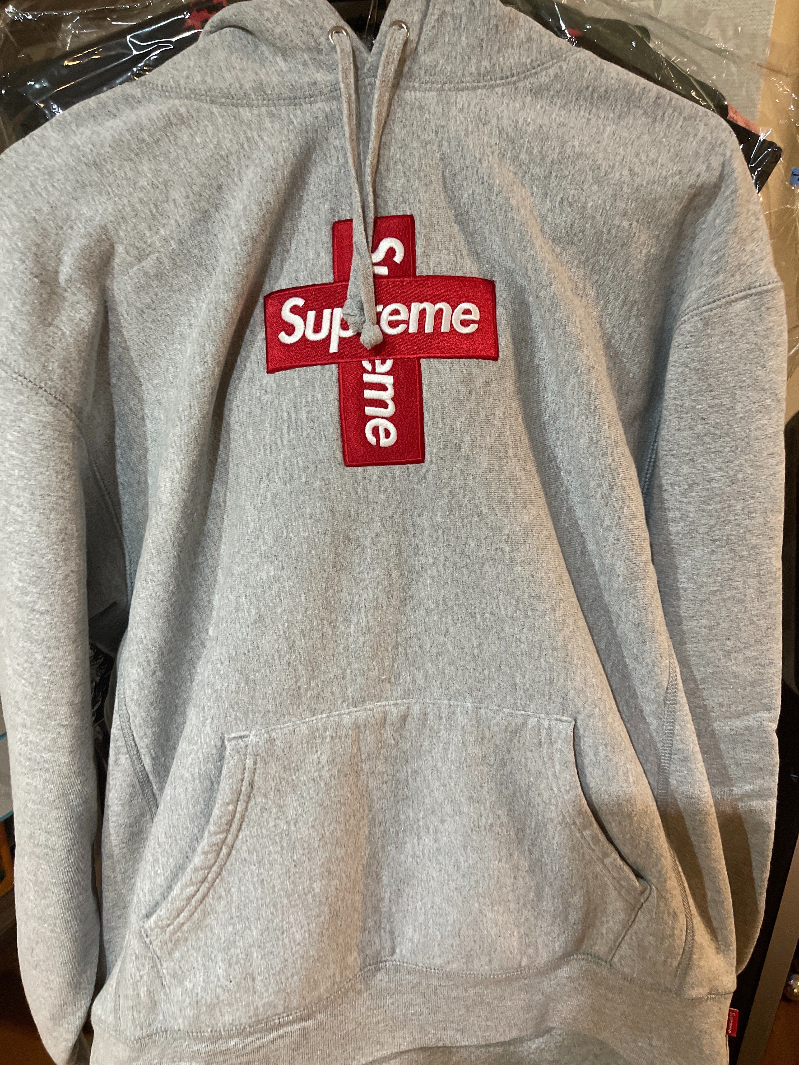 Supreme Cross Box Logo Hooded Sweatshirt "Grey"