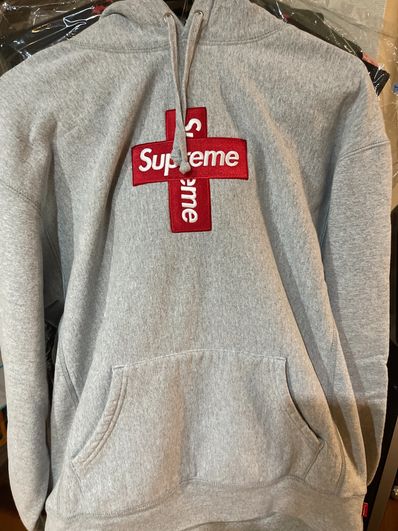 Supreme Cross Box Logo Hooded Sweatshirt "Grey"