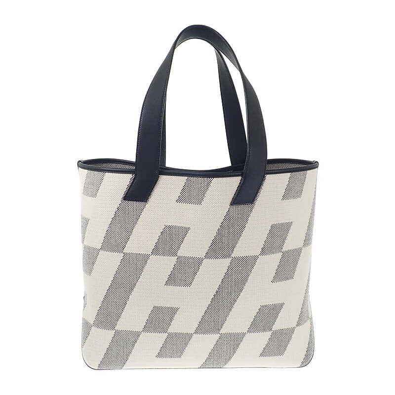 エルメス HERMES H アン ビエ GM トートバッグ トワルアッシュ レザー ブラック レディース【中古】【SAランク】