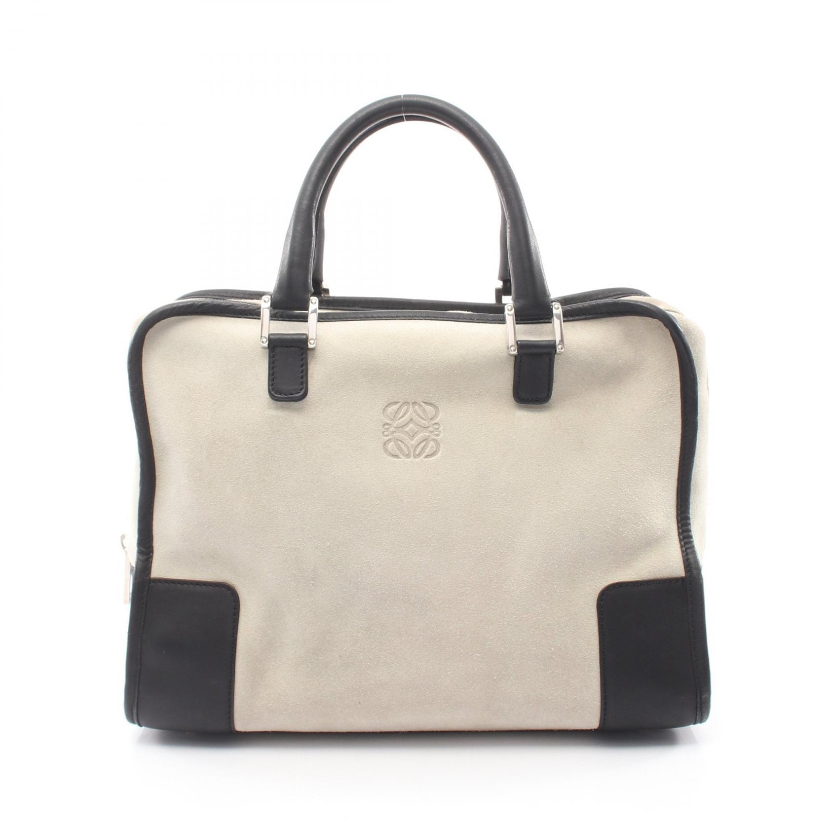 ロエベ LOEWE アマソナ32 ハンドバッグ バッグ スウェード レザー レディース グレー系 / ブラック系 【中古】
