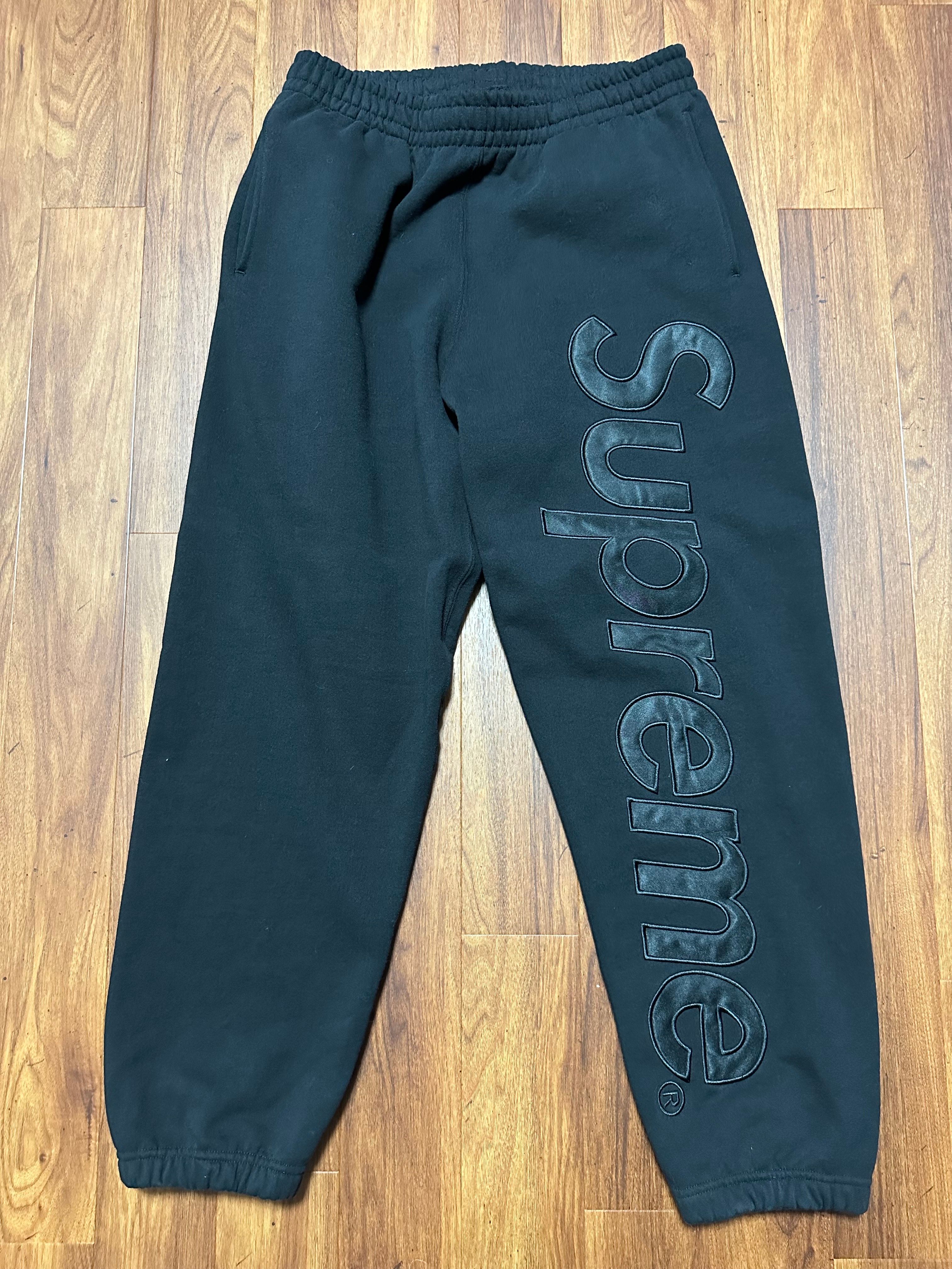Supreme Satin Applique Sweatpant (23FW) "Black"