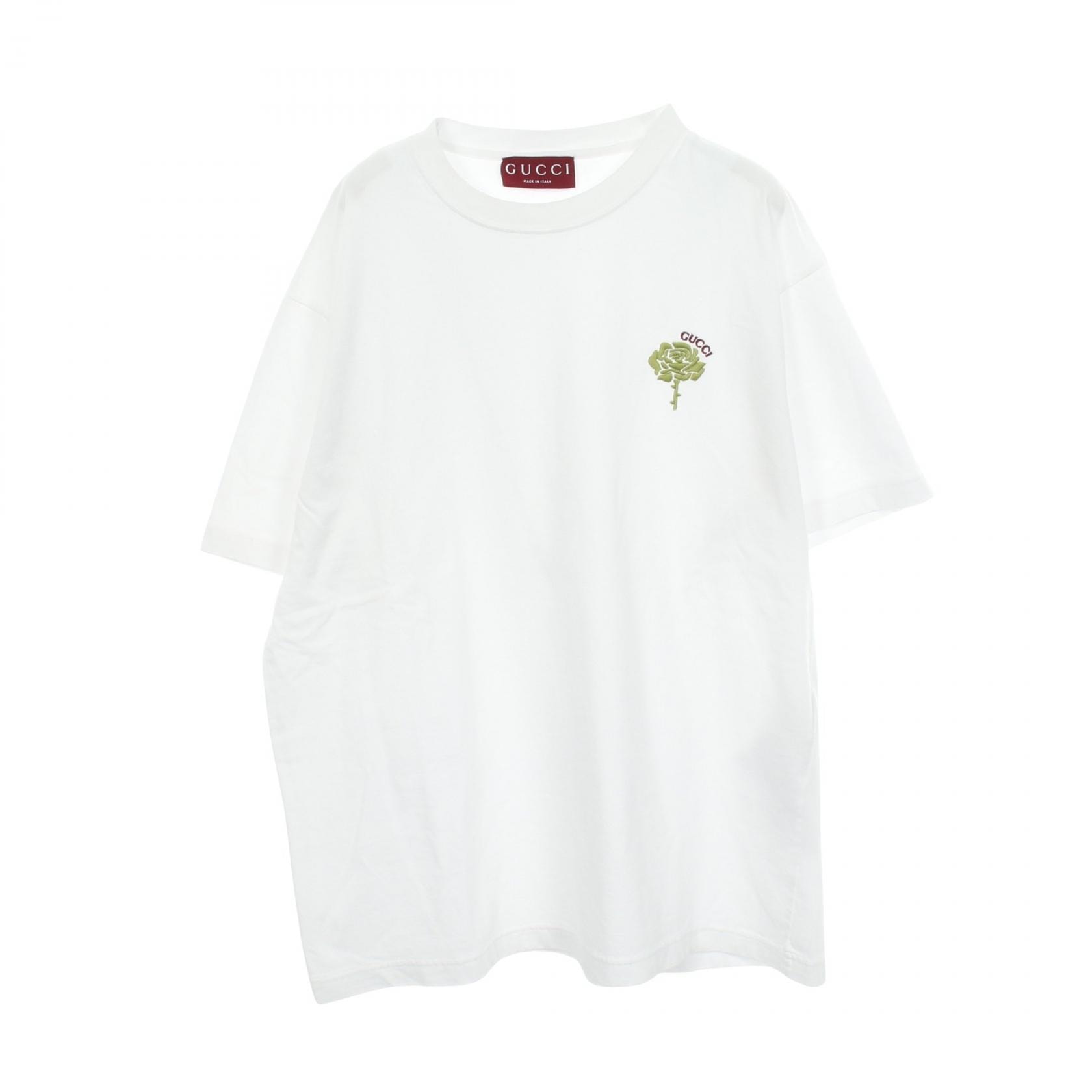 グッチ GUCCI エンブロイダリー 半袖Tシャツ 衣料品 トップス コットン メンズ ホワイト系 796395 【中古】
