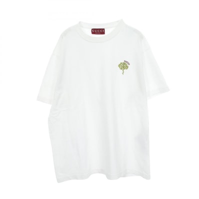 グッチ GUCCI エンブロイダリー 半袖Tシャツ 衣料品 トップス コットン メンズ ホワイト系 796395 【中古】
