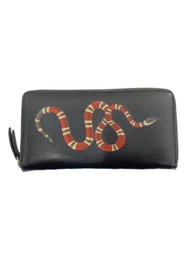 GUCCI Kingsnake Print Zip Around Wallet "Black"