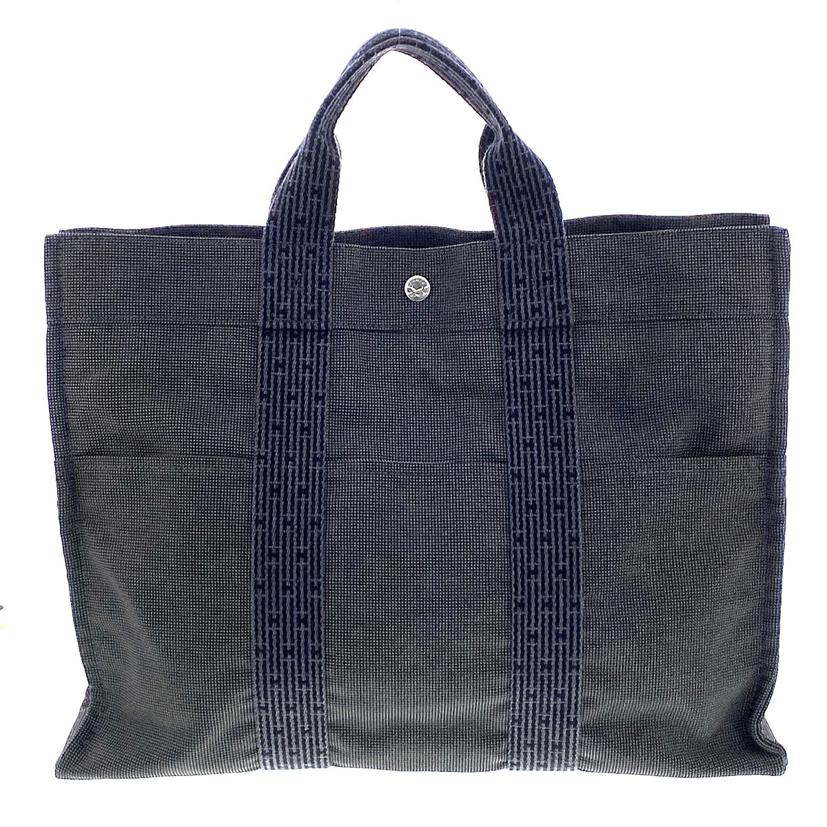 HERMES エルメス エールライン トート MM トートバッグ 100951M キャンバス グレー レディース【中古】