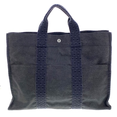 HERMES エルメス エールライン トート MM トートバッグ 100951M キャンバス グレー レディース【中古】