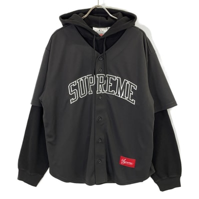シュプリーム 25FW x Chicago White Sox Hooded Baseball Jersey ホワイトソックス フーデッド ベースボール ジャージ L