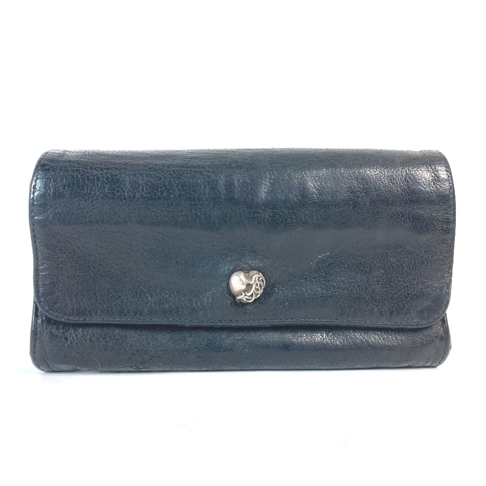 クロムハーツ CHROME HEARTS ジュディ JUDY ハート ロングウォレット フラップ 長財布 レザー ブラック