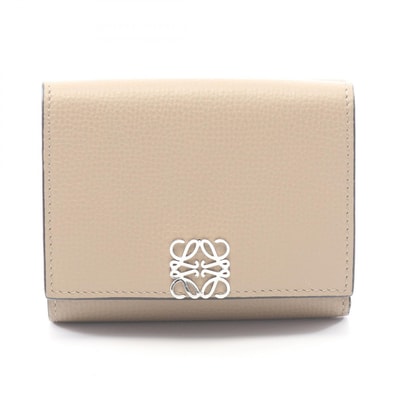 ロエベ LOEWE アナグラム トライフォールド ウォレット 三つ折り財布 財布 レザー レディース ベージュ系 C821TR2X1 【中古】