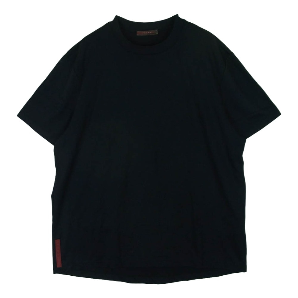 PRADA SPORTS プラダスポーツ バックジップポケット ラバーロゴ ストレッチ 半袖 Tシャツ ブラック系 M【中古】