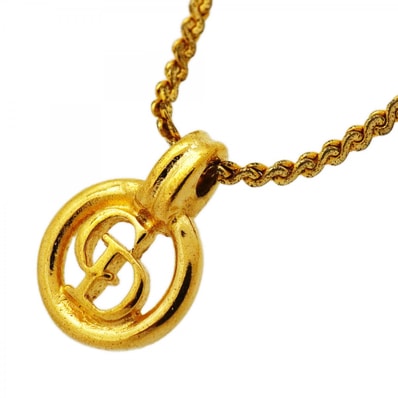 ★SALE【6jcb0618-k】クリスチャンディオール ネックレス CDロゴ GPメッキ ゴールド【中古】レディース