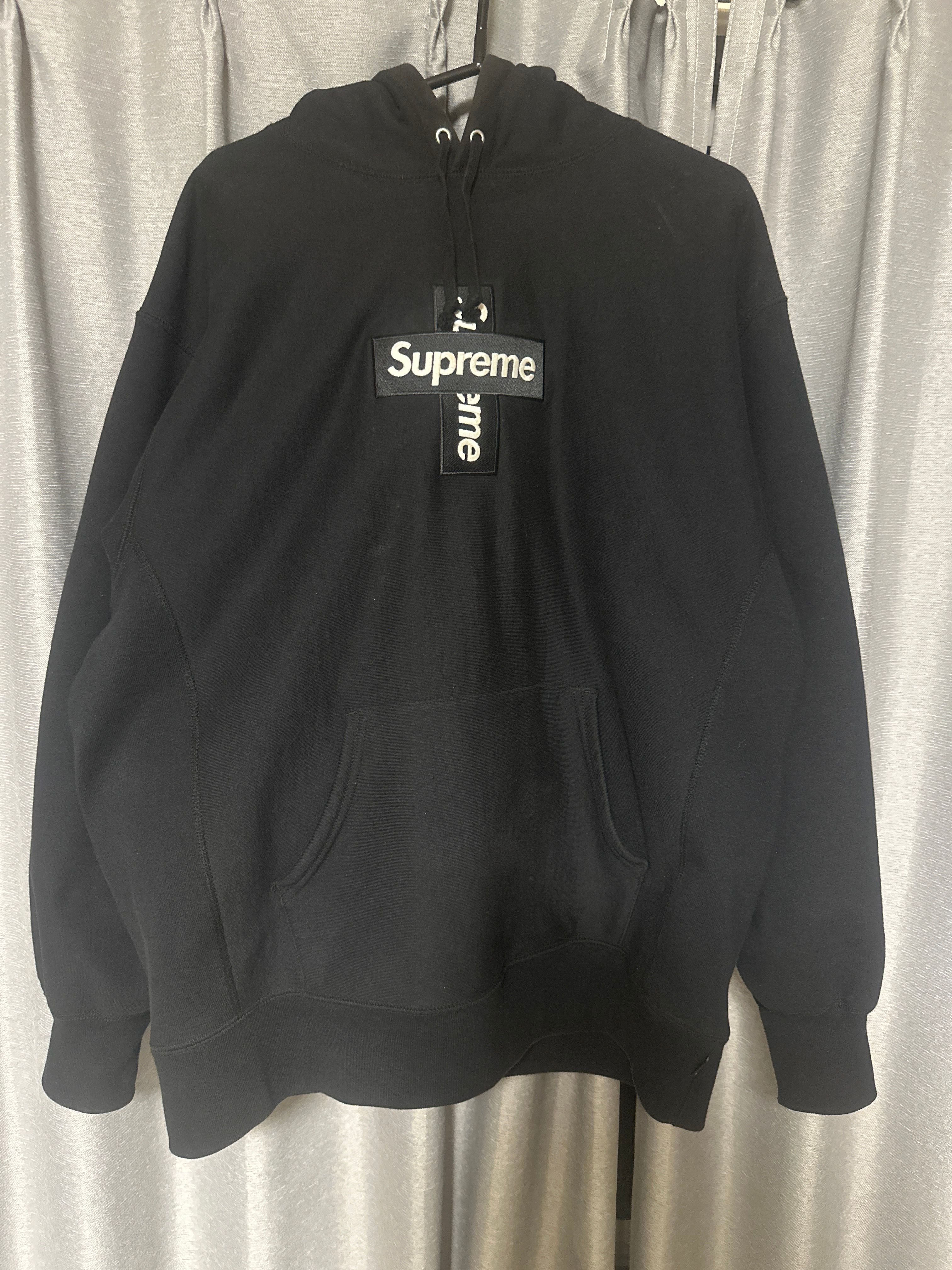Supreme Cross Box Logo Hooded Sweatshirt "Black"