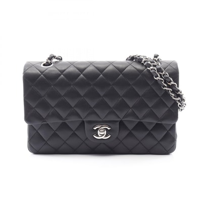 シャネル CHANEL マトラッセ Wフラップ ショルダーバッグ バッグ ラムスキン(羊革) レディース ブラック系 【中古】