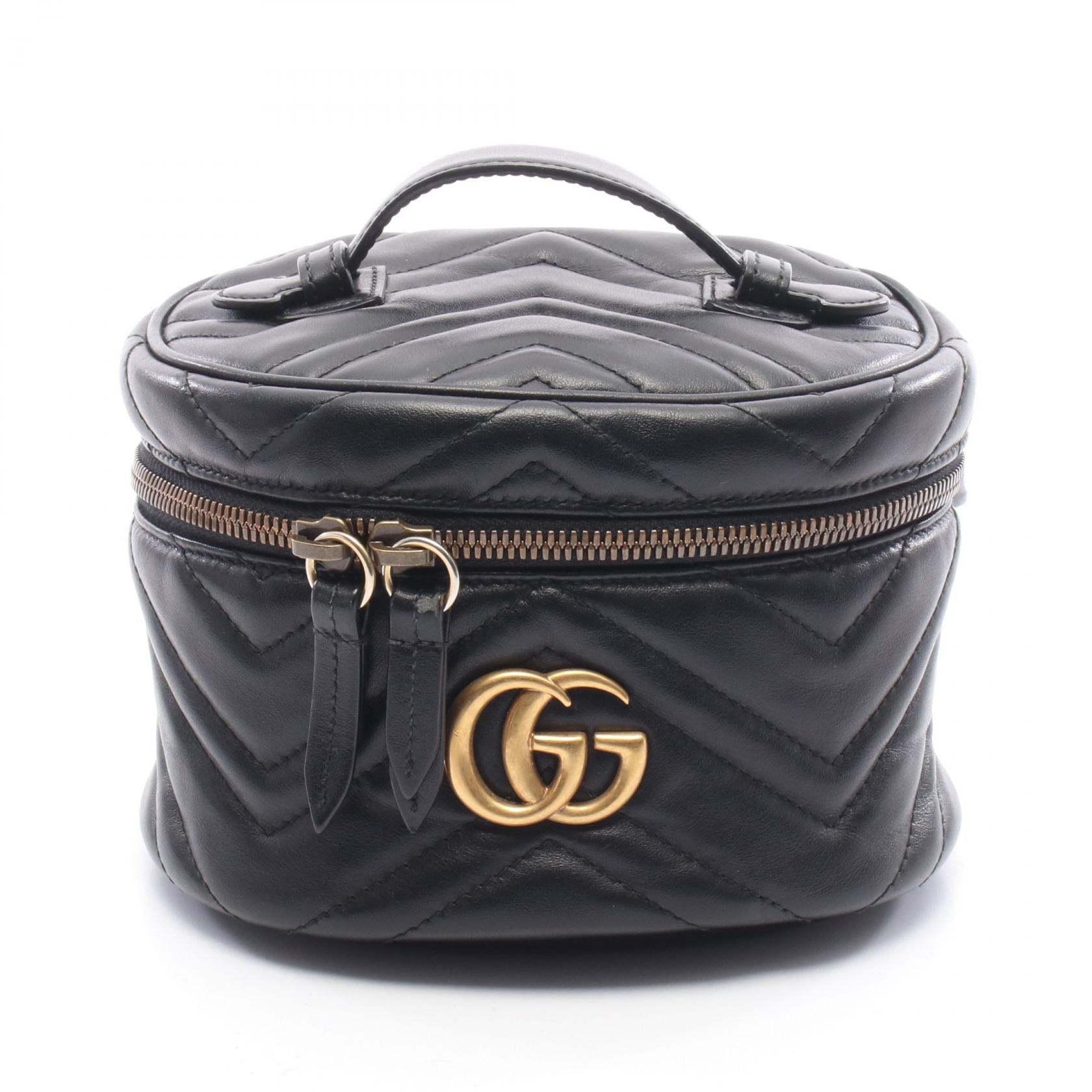 グッチ GUCCI GGマーモント ミニ リュックサック バックパック バッグ レザー レディース ブラック系 598594 【中古】