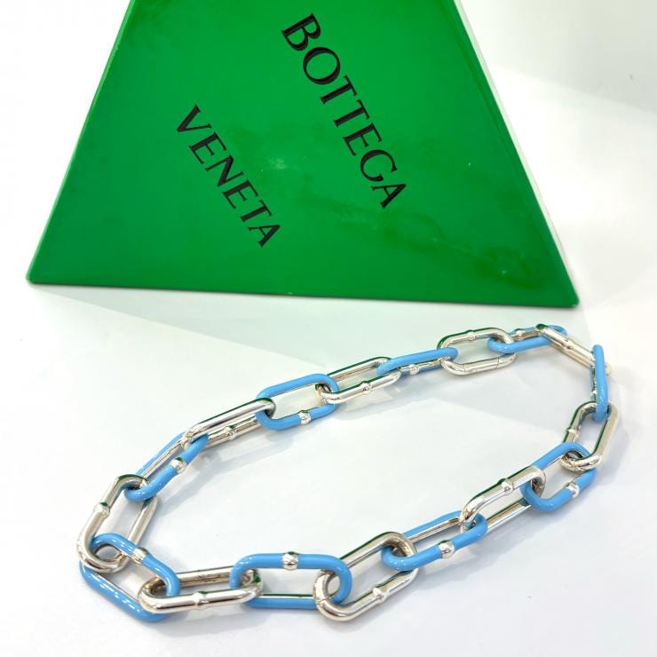 【美品】BOTTEGAVENETA SV925 チェーンネックレス チョーカー バイカラー イタリア製 シルバー925 鑑定済み 正規品 ボッテガヴェネタ