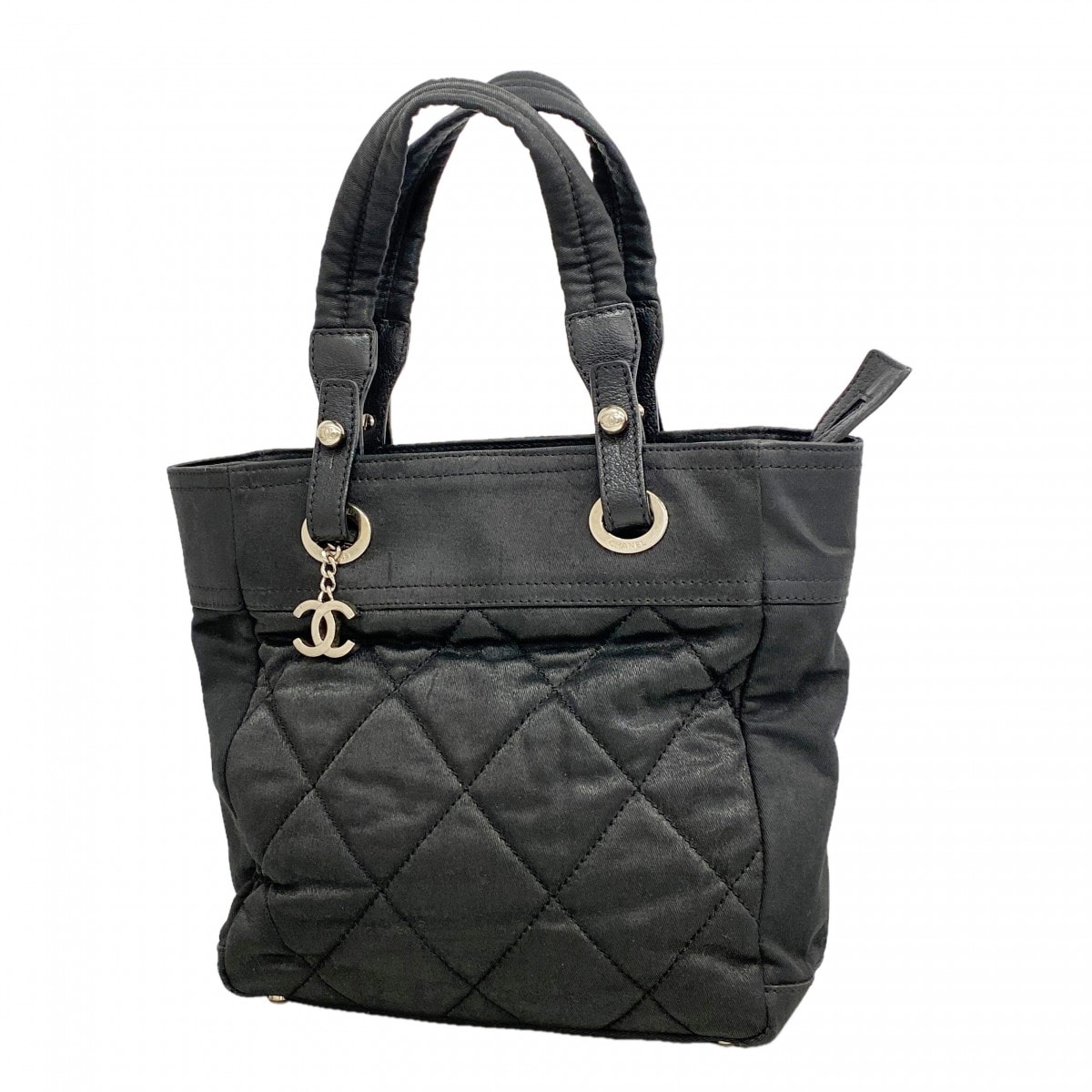★SALE【6gc3616-k】シャネル トートバッグ パリビアリッツ キャンバス ブラック シルバー金具【中古】レディース