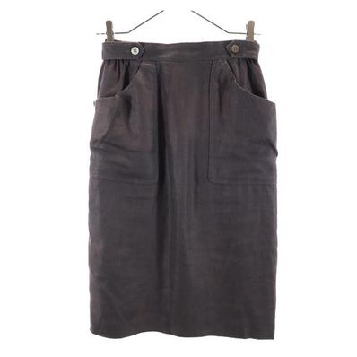 Christian Dior クリスチャンディオール ミディ丈 リネン タイトスカート M チャコールグレー