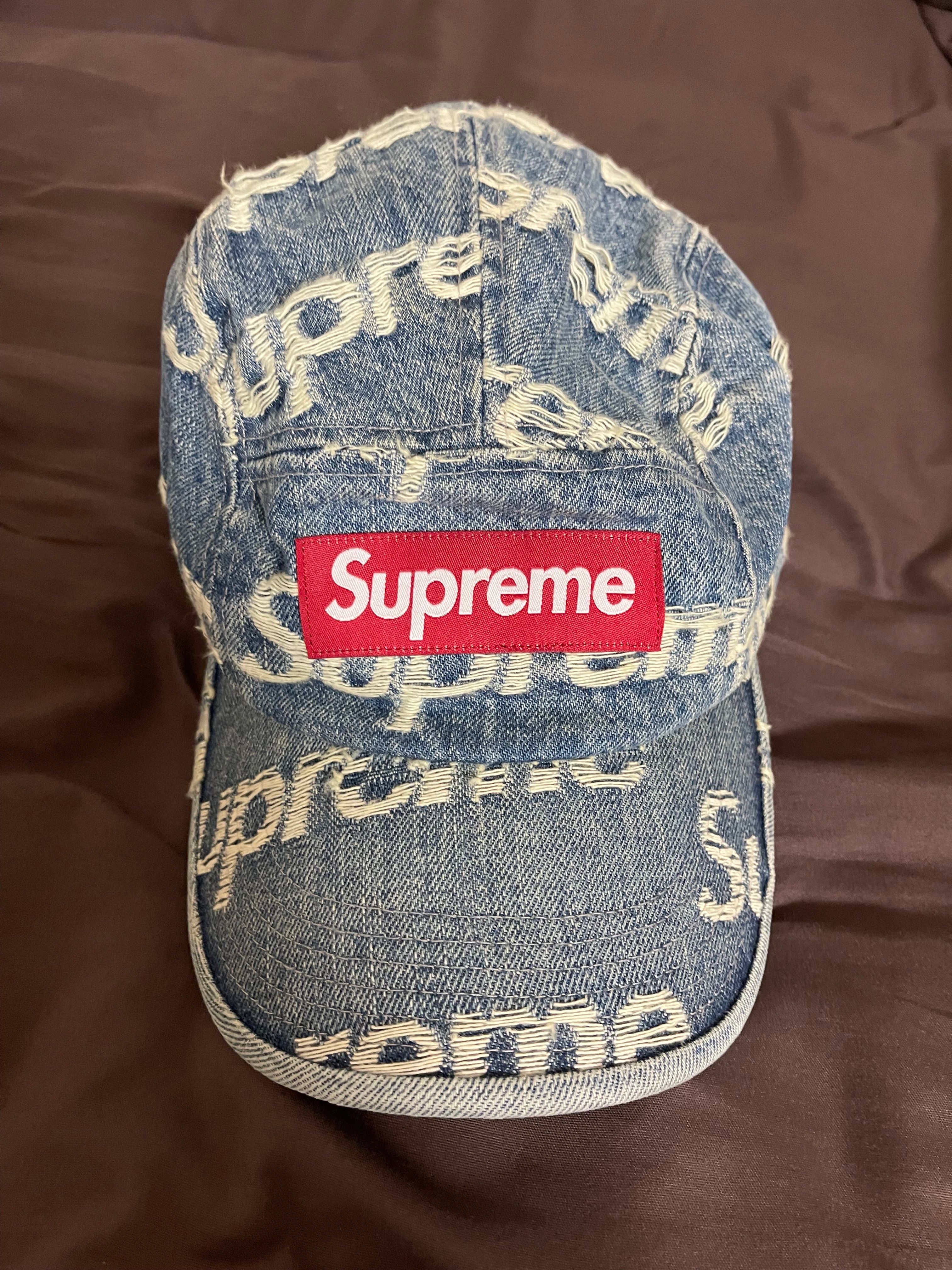 Supreme Frayed Logos Denim Camp Cap "Blue"