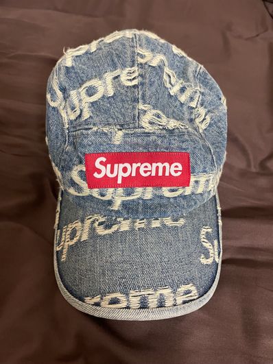 Supreme Frayed Logos Denim Camp Cap "Blue"