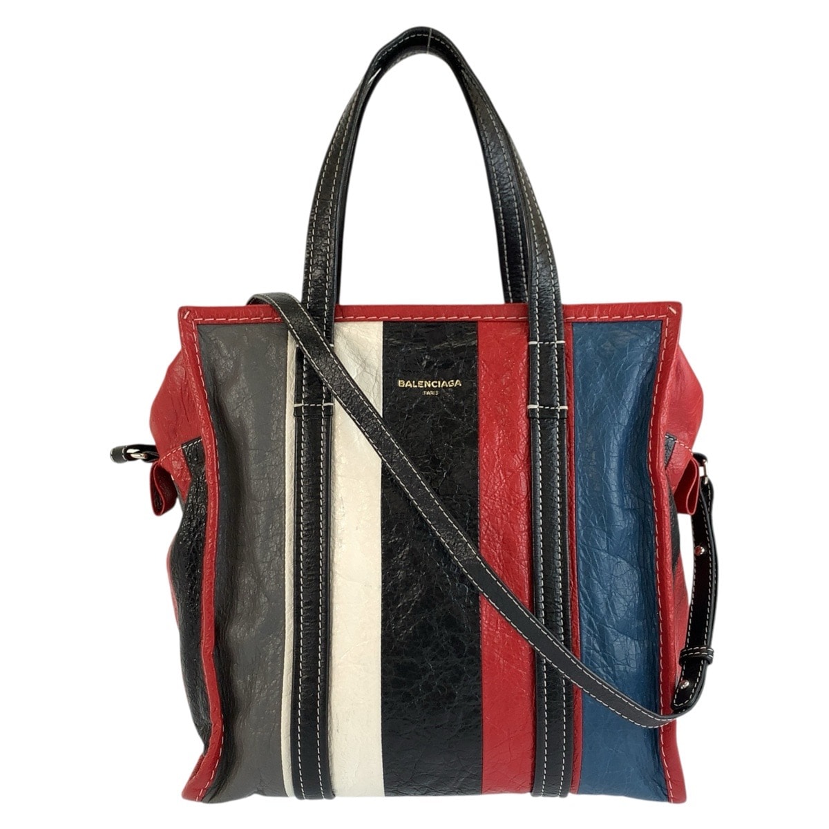 BALENCIAGA バレンシアガ バザールショッパー マルチカラー シルバー金具 レザー トートバッグ ショルダーバッグ 2way 1-0294137 【中古】