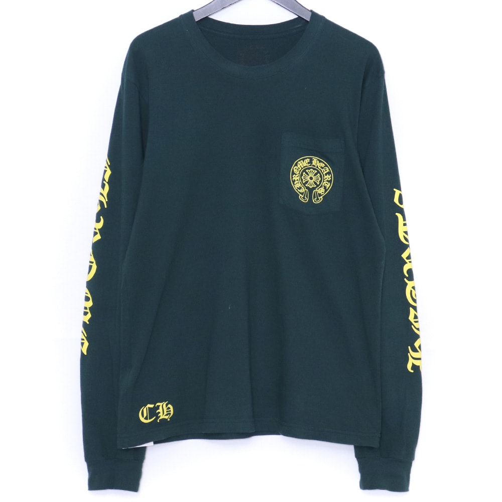 Chrome Hearts Back Horseshoe Logo Print L/S T-Shirt "Green/Yellow"