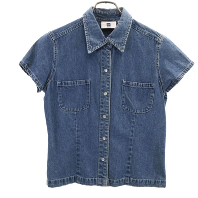 GAP ギャップ 半袖 デニムシャツ S ウォッシュブルー