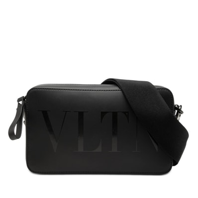 ヴァレンチノ ガラヴァーニ VLTNロゴ ショルダーバッグ ブラック レザー メンズ Valentino 【中古】