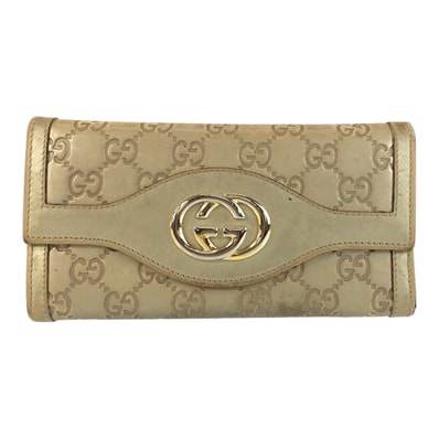 GUCCI グッチ グッチシマ インターロッキングG ゴールド レザー 長財布 ロングウォレット 601125 【中古】