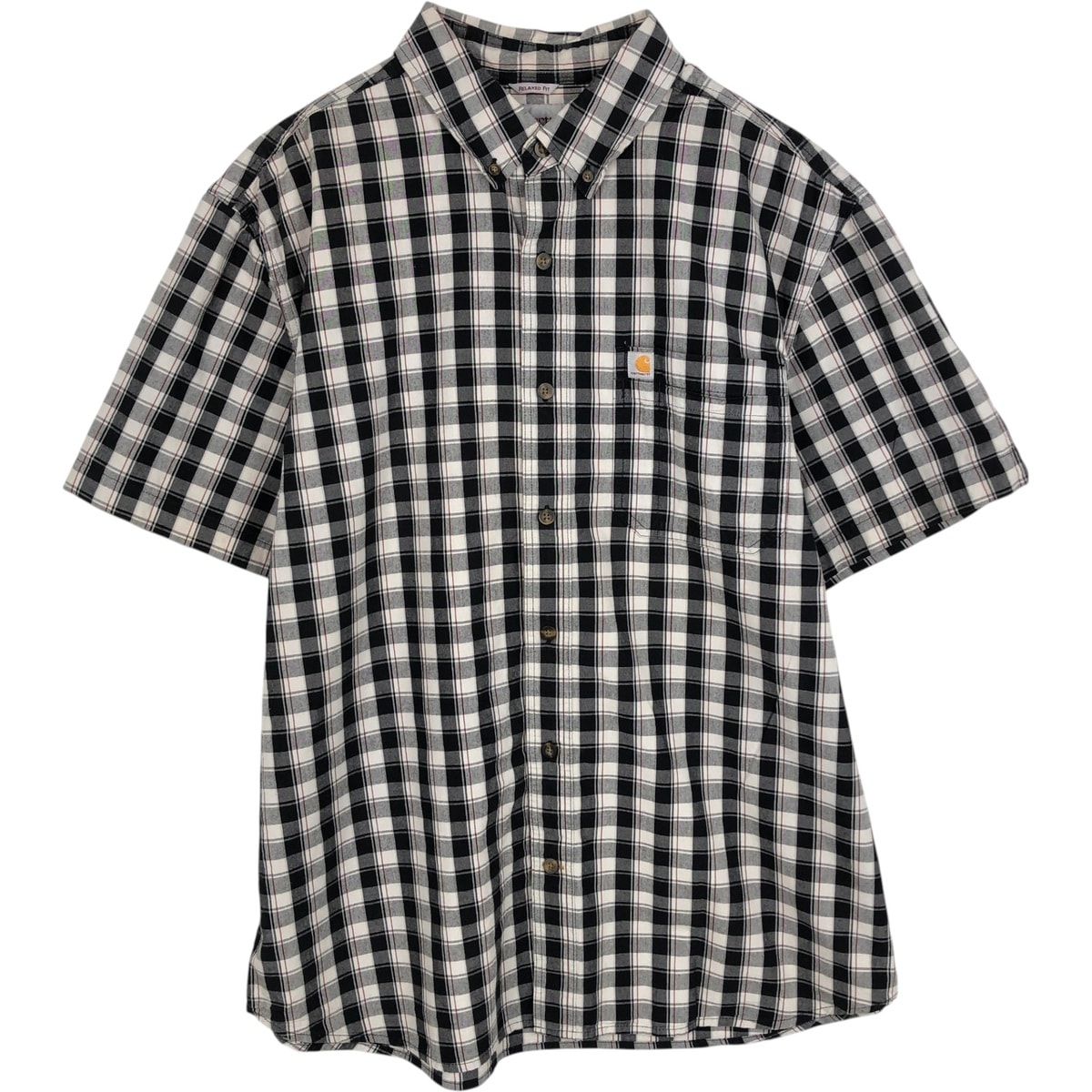 古着 カーハート Carhartt RELAXED FIT チェック柄 ボタンダウン 半袖 ワークシャツ メンズXL相当/eaa632767