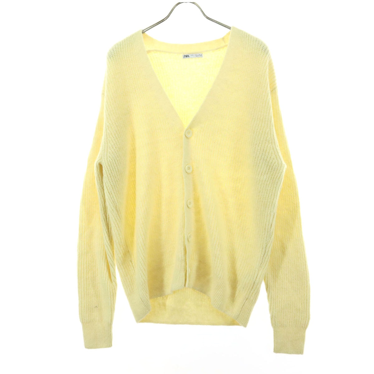 ZARA ザラ ウール混 長袖 ニットカーディガン L ホワイト