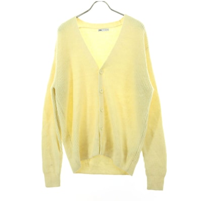 ZARA ザラ ウール混 長袖 ニットカーディガン L ホワイト