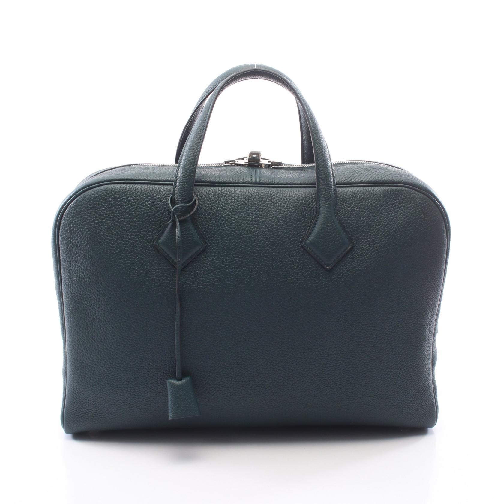 エルメス HERMES ヴィクトリア2 12H ビジネスバッグ バッグ レザー トゴ トゴ ヴェールアングレ D刻印(2019年製造) メンズ グリーン系 【中古】