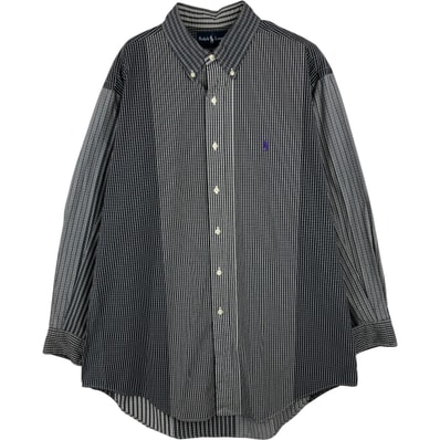 古着 ラルフローレン Ralph Lauren CLASSIC FIT クラシックフィット クレイジーパターン 長袖 ボタンダウンチェックシャツ メンズL相当/eaa616046
