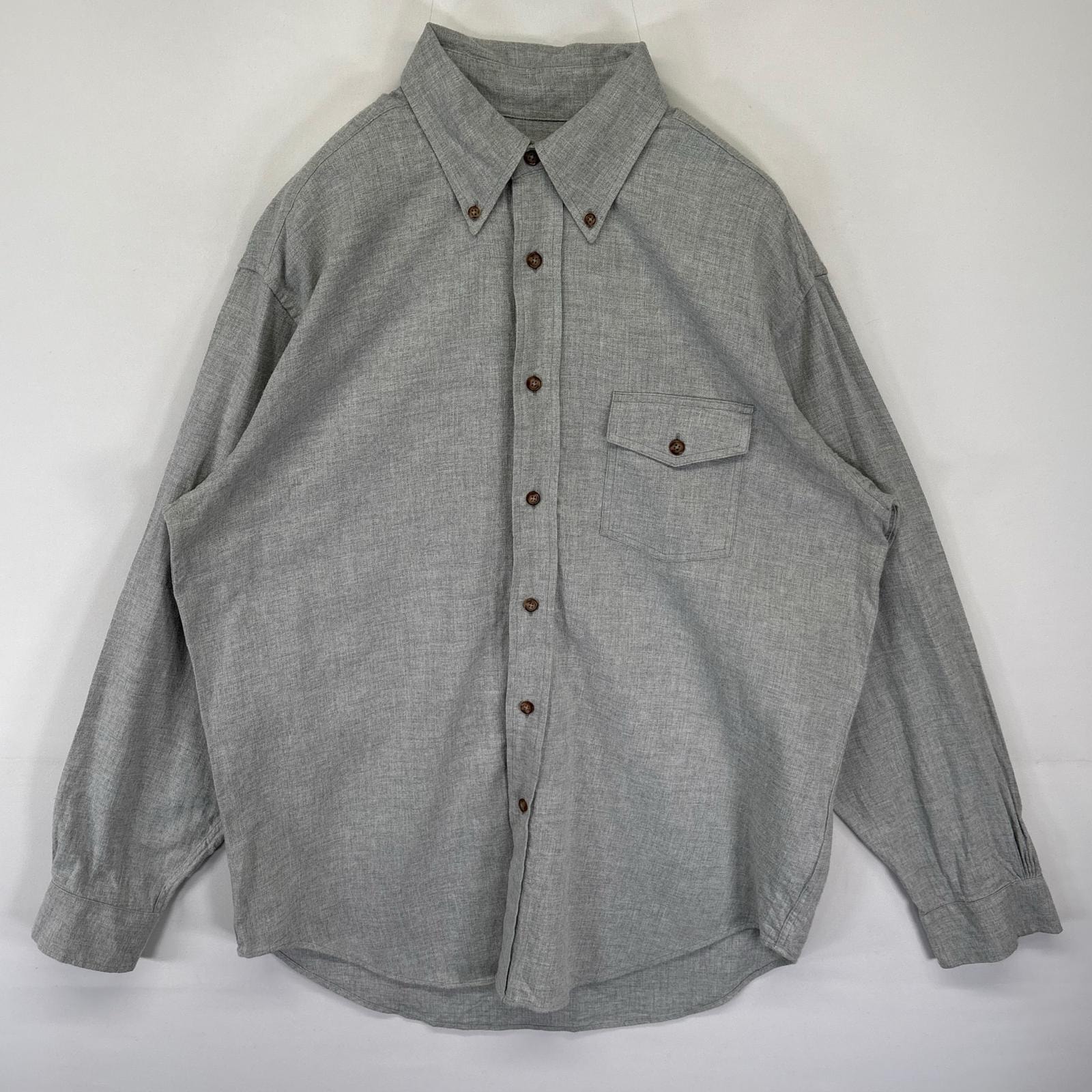 古着 ブルックスブラザーズ Brooks Brothers 長袖 ネルシャツ ボタンダウン 無地 ポケット 346 M  グレー メンズ