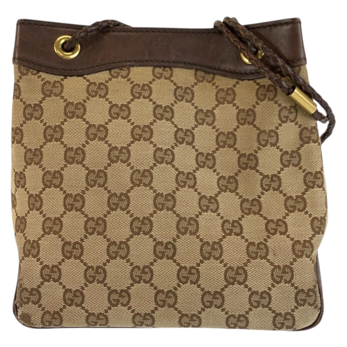 GUCCI グッチ ブラウン ベージュ ゴールド金具 GGキャンバス レザー/ ショルダーバッグ 602552 【中古】