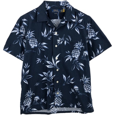 古着 ラルフローレン Ralph Lauren POLO RALPH LAUREN CLASSIC FIT パイナップル柄 オープンカラー ハワイアンアロハシャツ ボックスシャツ メンズM相当/eaa614565