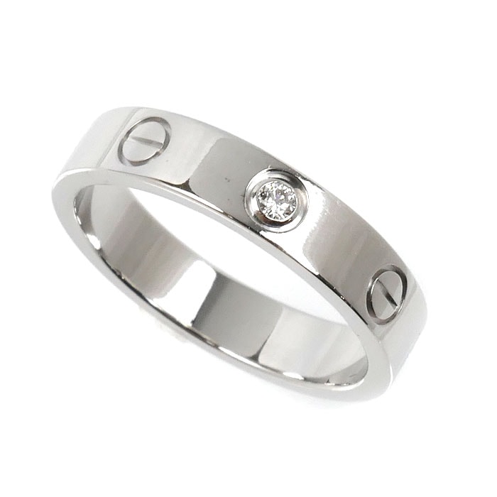 CARTIER カルティエ K18WG ホワイトゴールド ミニラブ 1Pダイヤ リング・指輪 B4050552 ダイヤモンド 12号 52 4.8g レディース【中古】【美品】