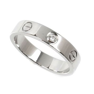 CARTIER カルティエ K18WG ホワイトゴールド ミニラブ 1Pダイヤ リング・指輪 B4050552 ダイヤモンド 12号 52 4.8g レディース【中古】【美品】