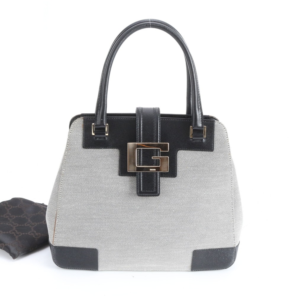 ■美品 グッチ Gロゴ 002 1103 ハンドバッグ レザー×キャンバス