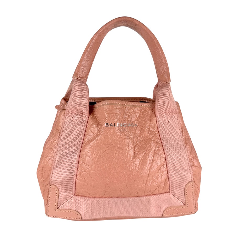 バレンシアガ BALENCIAGA ハンドバッグ ショルダーバッグ ネイビーカバスXS レザー コーラルピンク レディース 390346【中古】 z7464