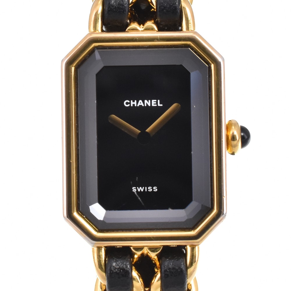 値下 シャネル CHANEL H0001 プルミエール GP/レザー クォーツ レディース 良品 O#145820