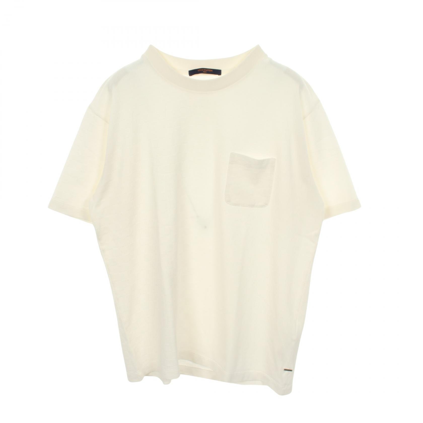 ルイ・ヴィトン LOUIS VUITTON ハーフダミエ ポケット 鹿の子 クルーネック 半袖Tシャツ 衣料品 トップス コットン メンズ ホワイト系 【中古】