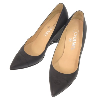 シャネル ココマーク チェーン ウェッジソール レザー ブ