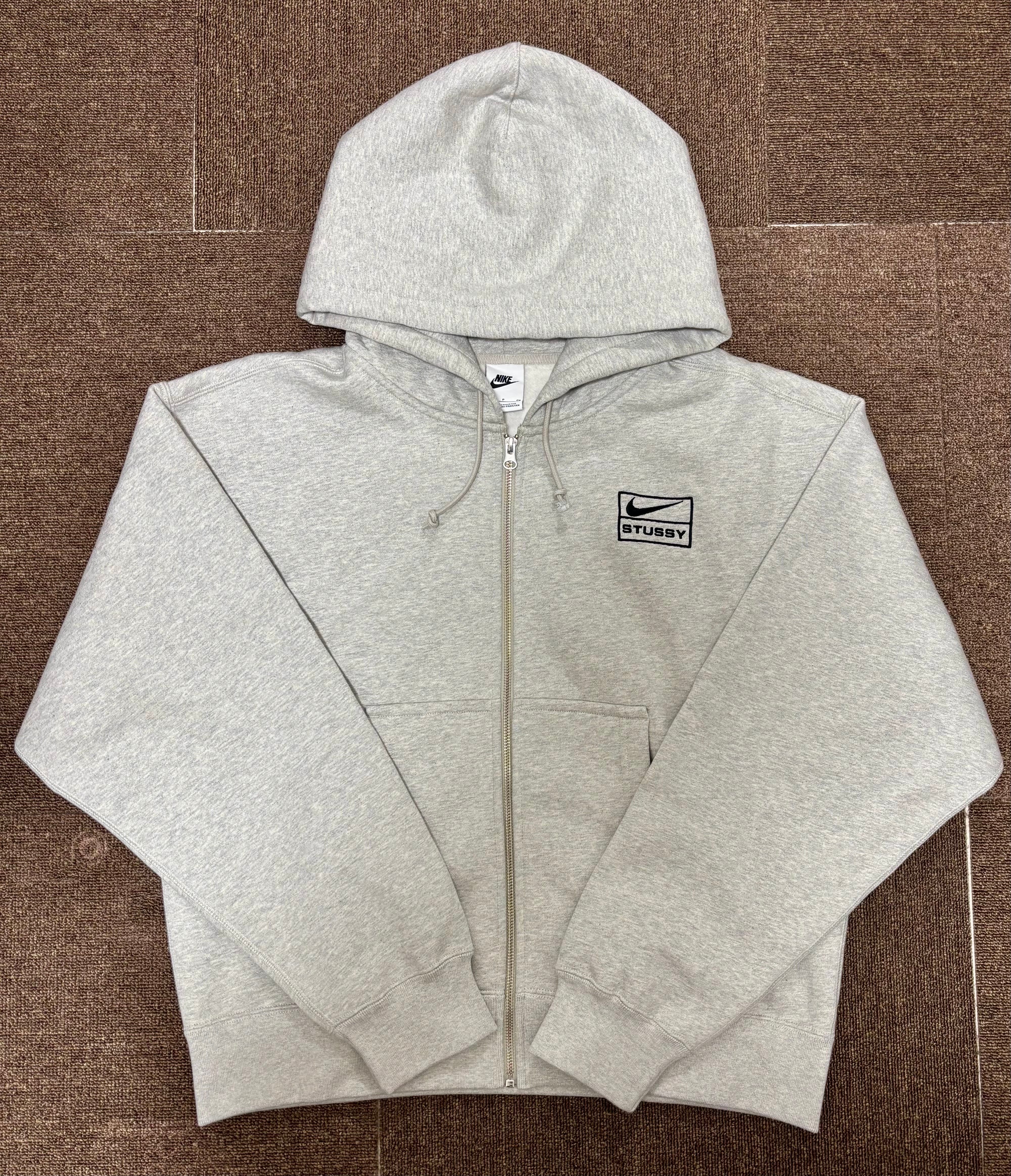 Stussy x Nike Fleece Zip Hoodie "Grey Heather" (US Size) FJ9181-050