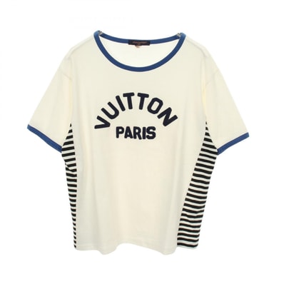 ルイ・ヴィトン LOUIS VUITTON フロックド LV 半袖Tシャツ 衣料品 トップス コットン レディース ホワイト系 / ブルー系 RW232W OB0 FPTB06 【中古】