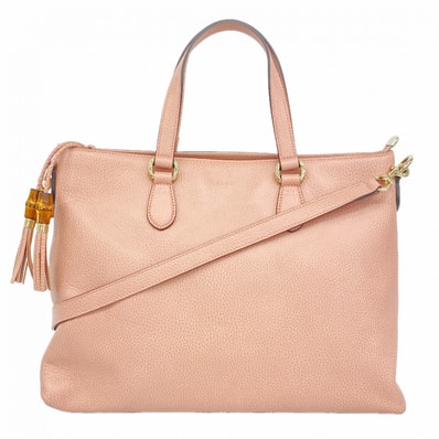 【6dd4144-k】グッチ ハンドバッグ バンブー 449643 レザー ピンク シャンパンゴールド金具 2wayバッグ【中古】レディース