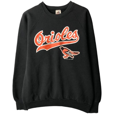 古着 80年代 フルーツオブザルーム FRUIT OF THE LOOM MLB BALTIMORE ORIOLES ボルチモアオリオールズ プリントスウェットシャツ トレーナー USA製 メンズL相当 ヴィンテージ/eaa633698